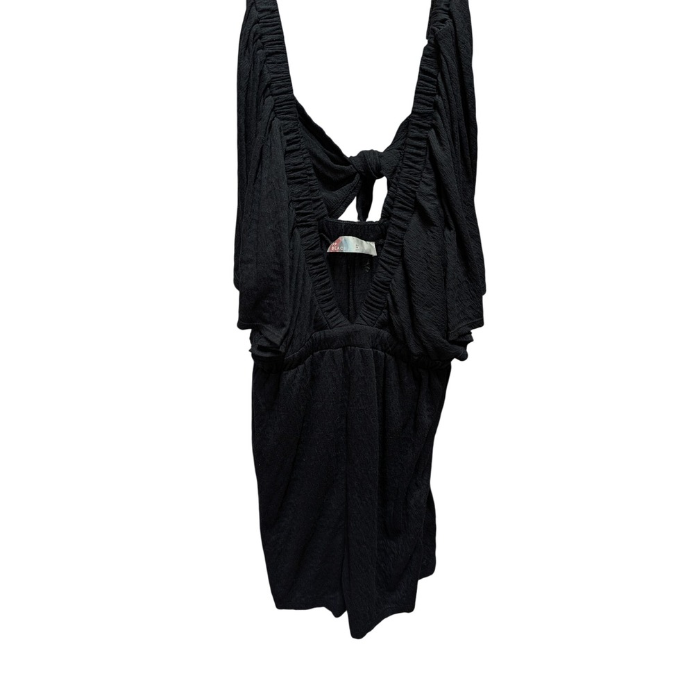 Free People Beach Romper Womens XL Black Excellent Boho Tie Back Gauze OB1118160